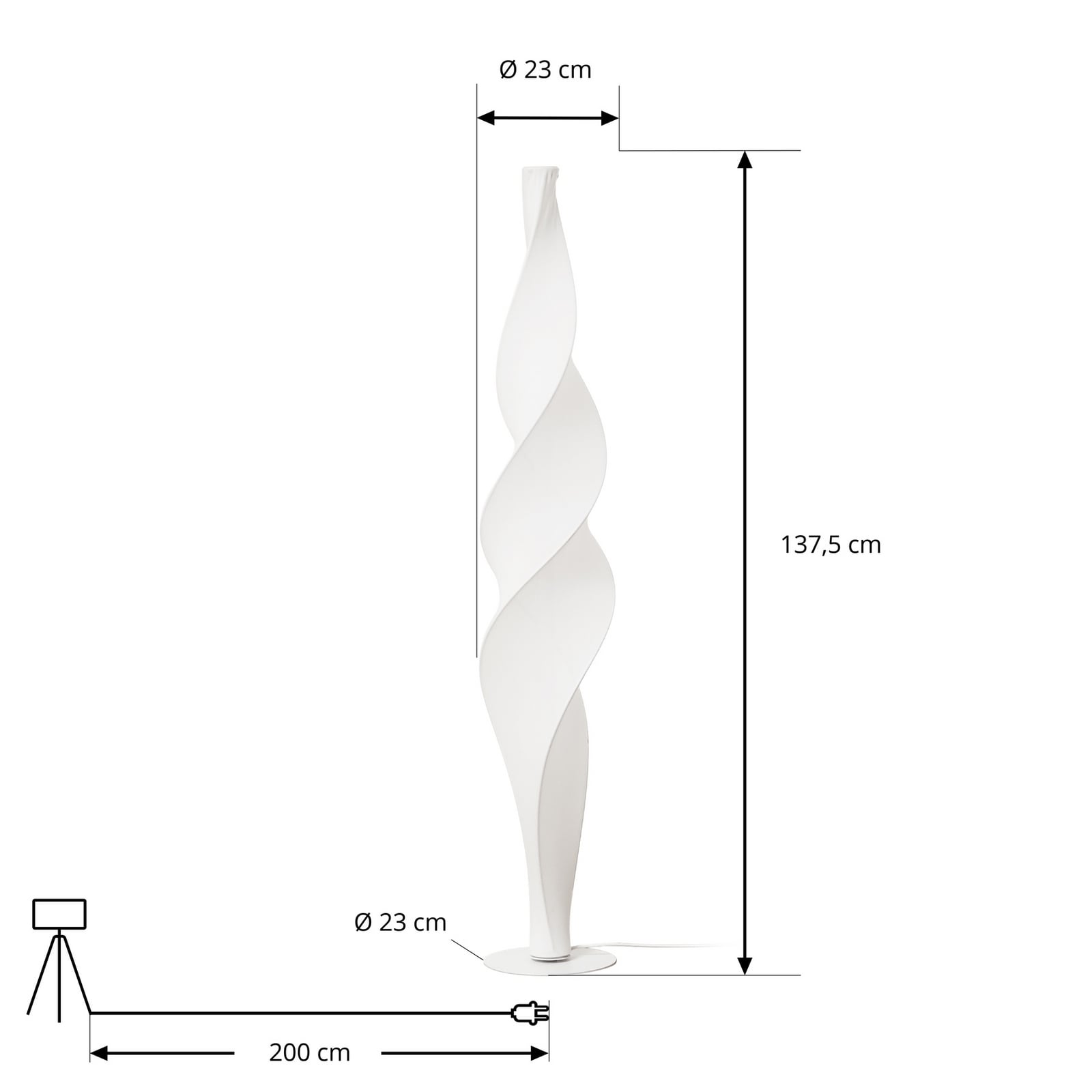 LED gulvlampe Novelle spiralformet hvit detalj