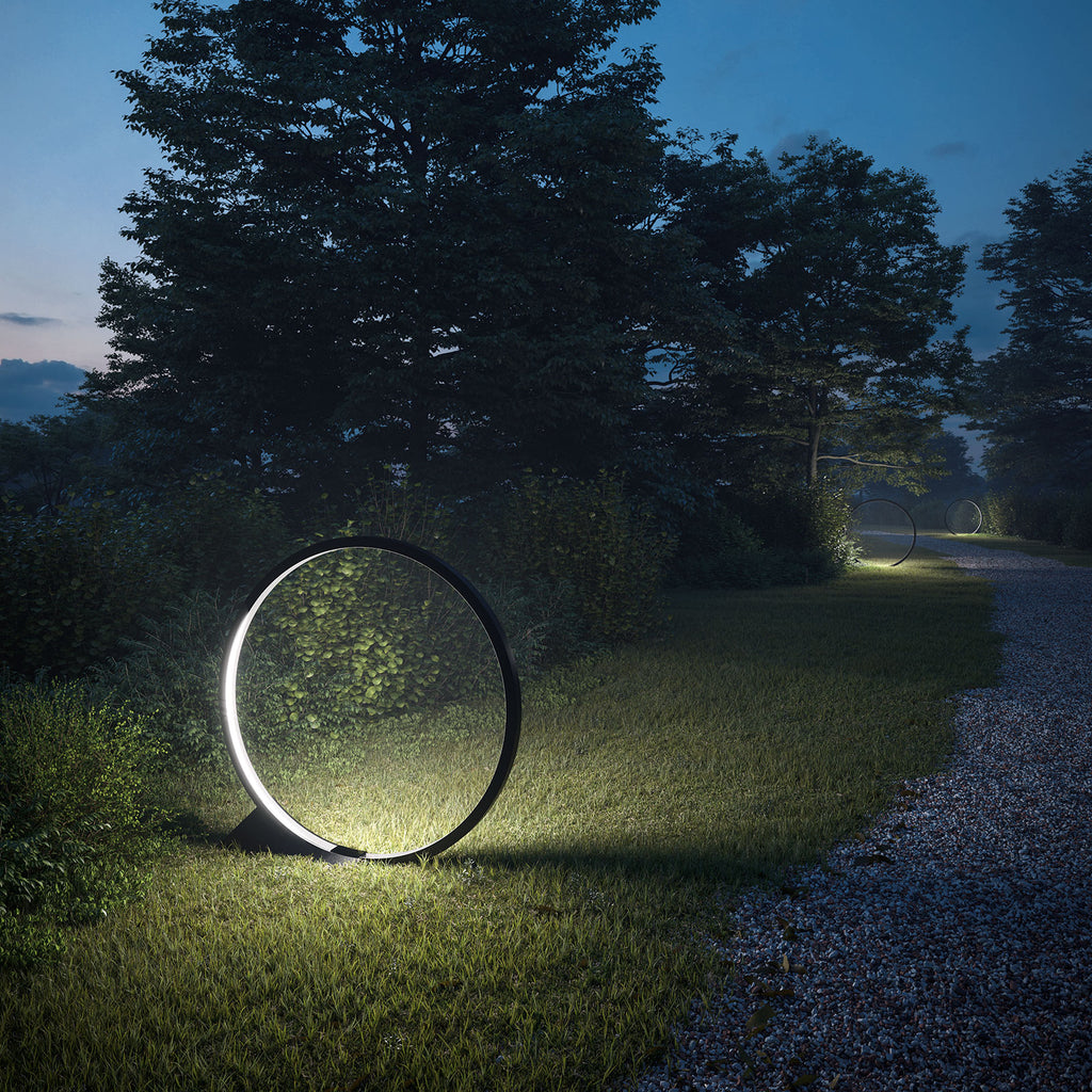 LED gulvlampe O for utendørs svart aluminium bakside
