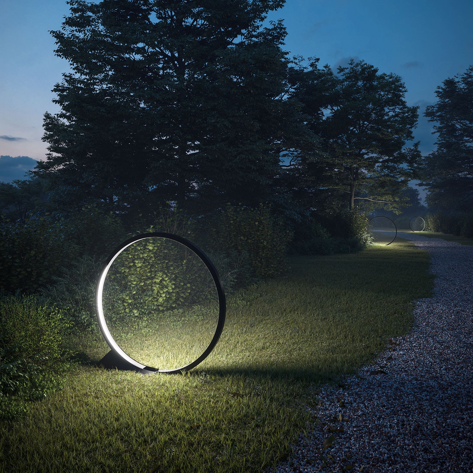 LED gulvlampe O for utendørs svart aluminium bakside