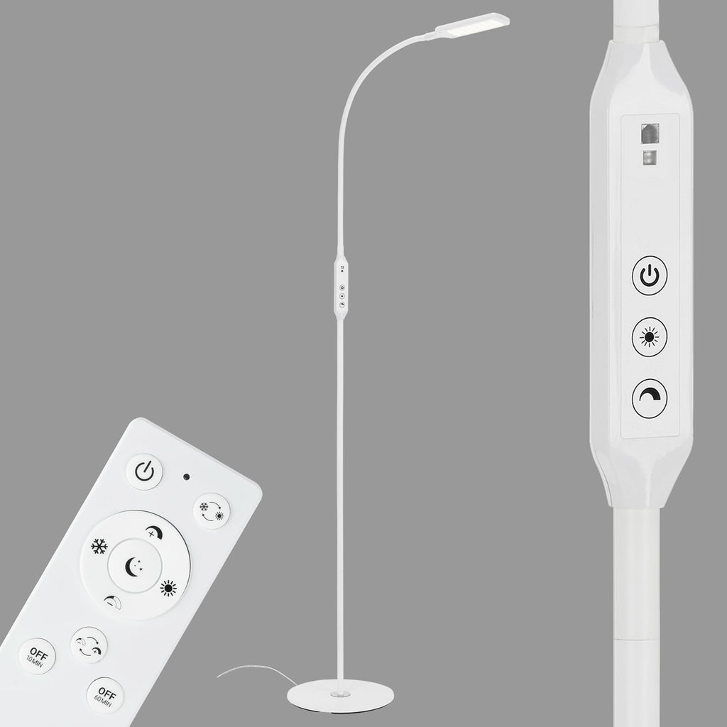 LED gulvlampe Office Remote dimbar CCT med fjernkontroll hvit forfra