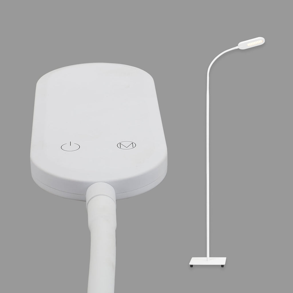 Nærbilde av touchbryter på LED gulvlampe Office Step dimbar CCT hvit 158 cm