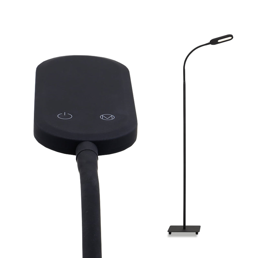 LED gulvlampe Office Step dimbar svart CCT 8W nærbilde av lampeskjerm