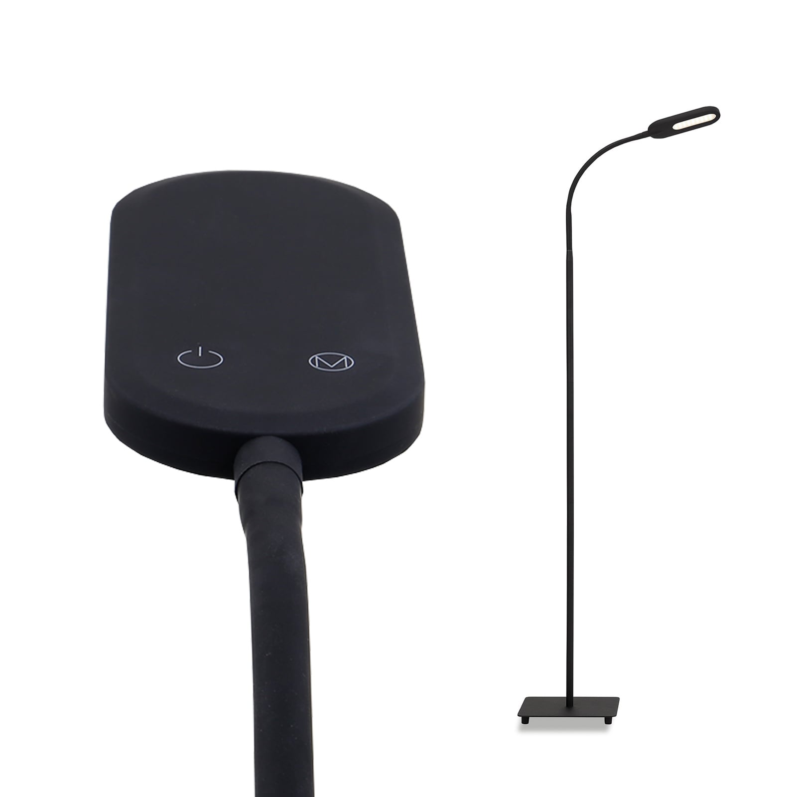 LED gulvlampe Office Step dimbar svart CCT 8W nærbilde av lampeskjerm