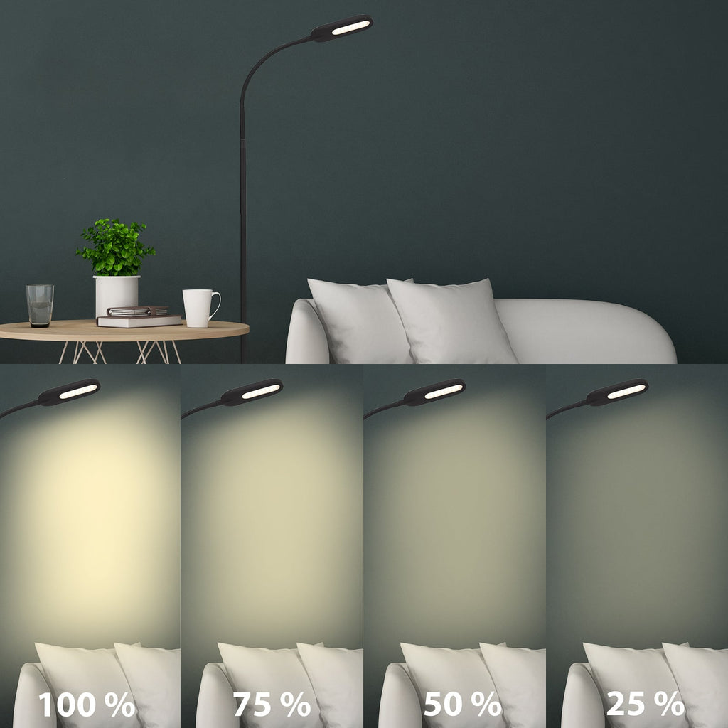 LED gulvlampe Office Step dimbar svart CCT 8W detalj av touchbryter