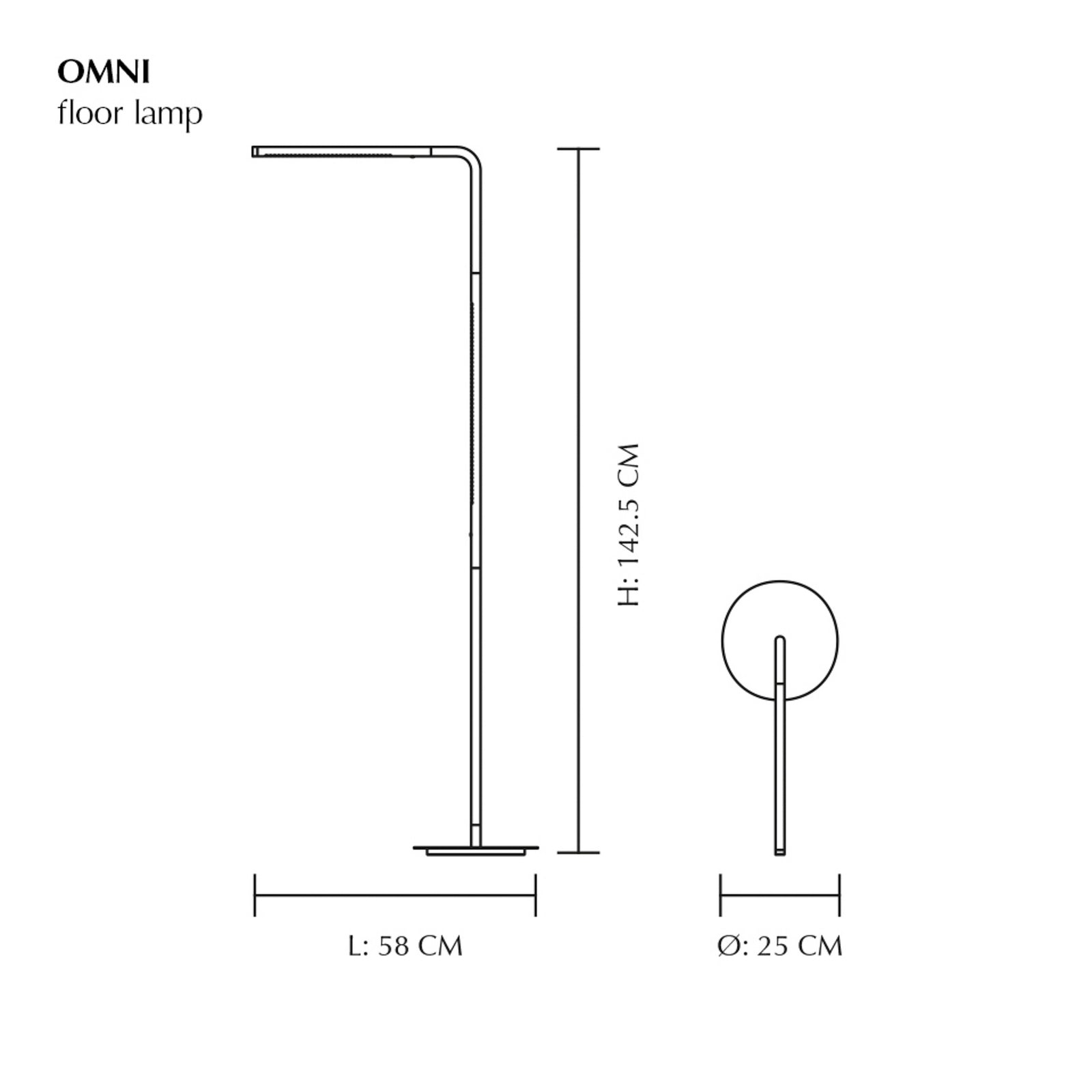 LED gulvlampe Omni 2-lys dimbar messing 143 cm nærbilde av dimmer