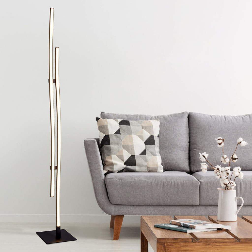 LED gulvlampe Onda 2-lys svart/hvit forfra