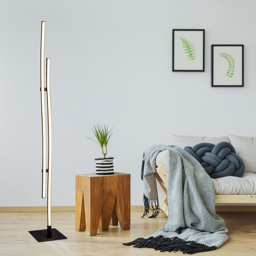 LED gulvlampe Onda 2-lys svart/hvit helhetsbilde