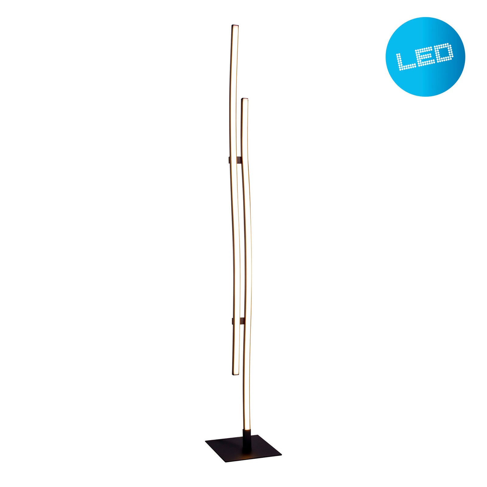 LED gulvlampe Onda 2-lys svart/hvit med lys på