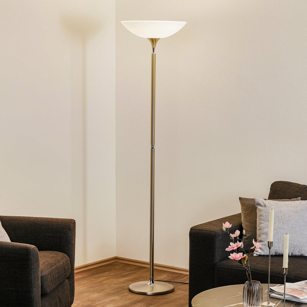 LED gulvlampe Opera glass matt nikkel dimbar forfra