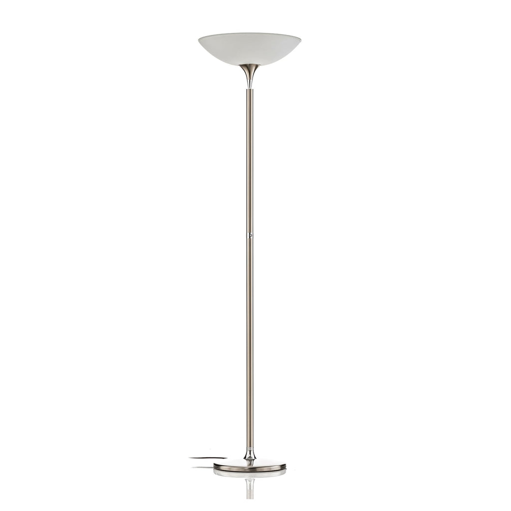 Montert LED gulvlampe Opera glass matt nikkel dimbar i stue