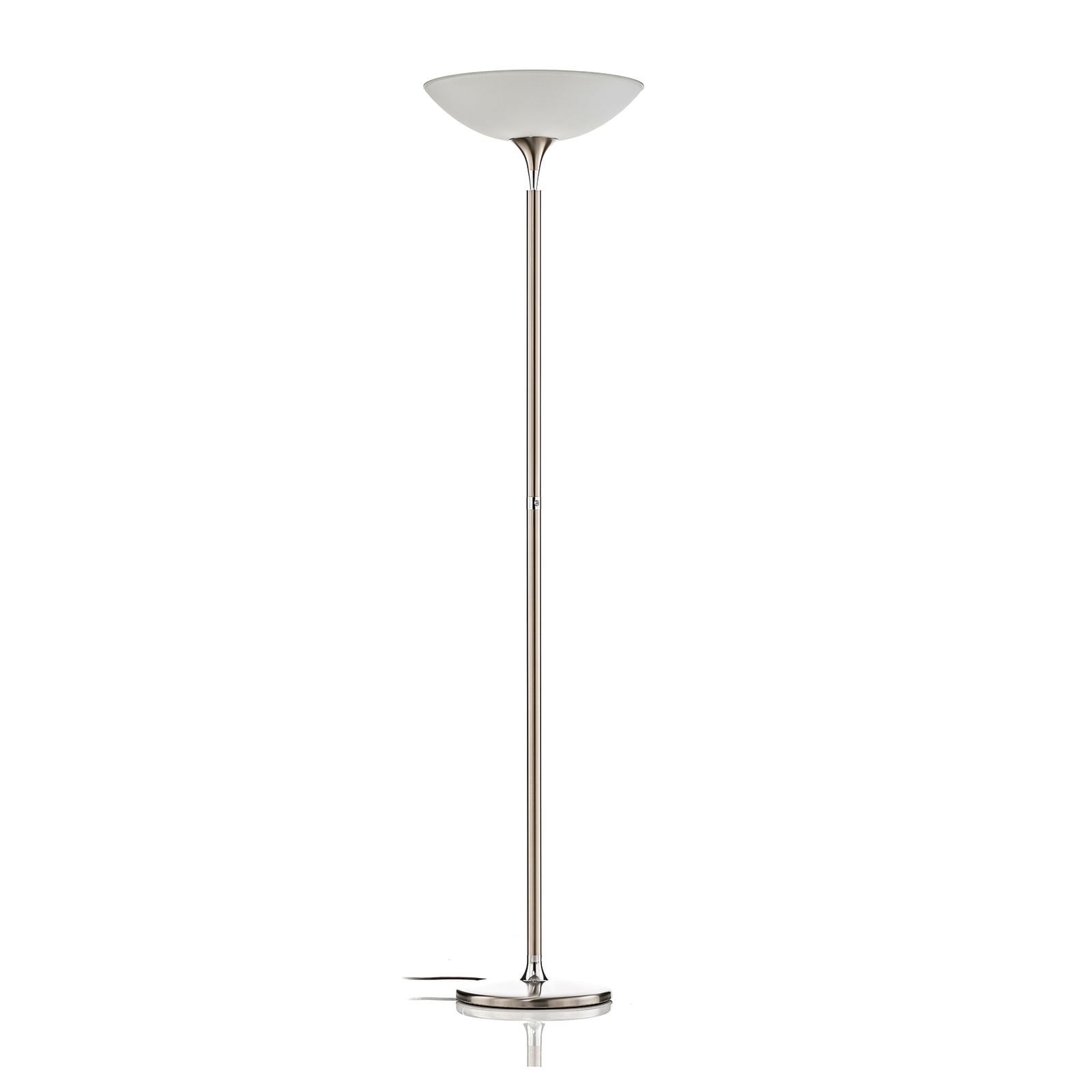 Montert LED gulvlampe Opera glass matt nikkel dimbar i stue