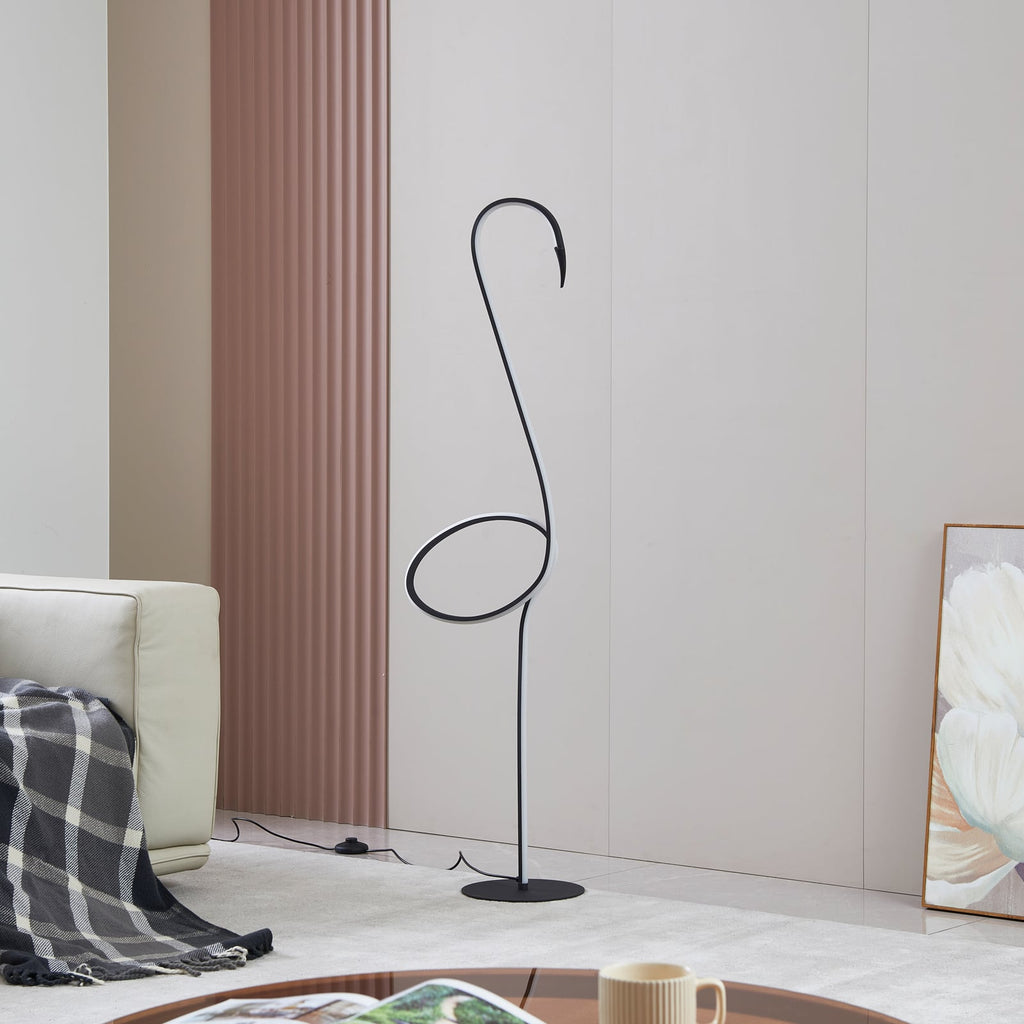 Detalj av dimmer og bryter på LED gulvlampe Pajaro svart CCT dimbar