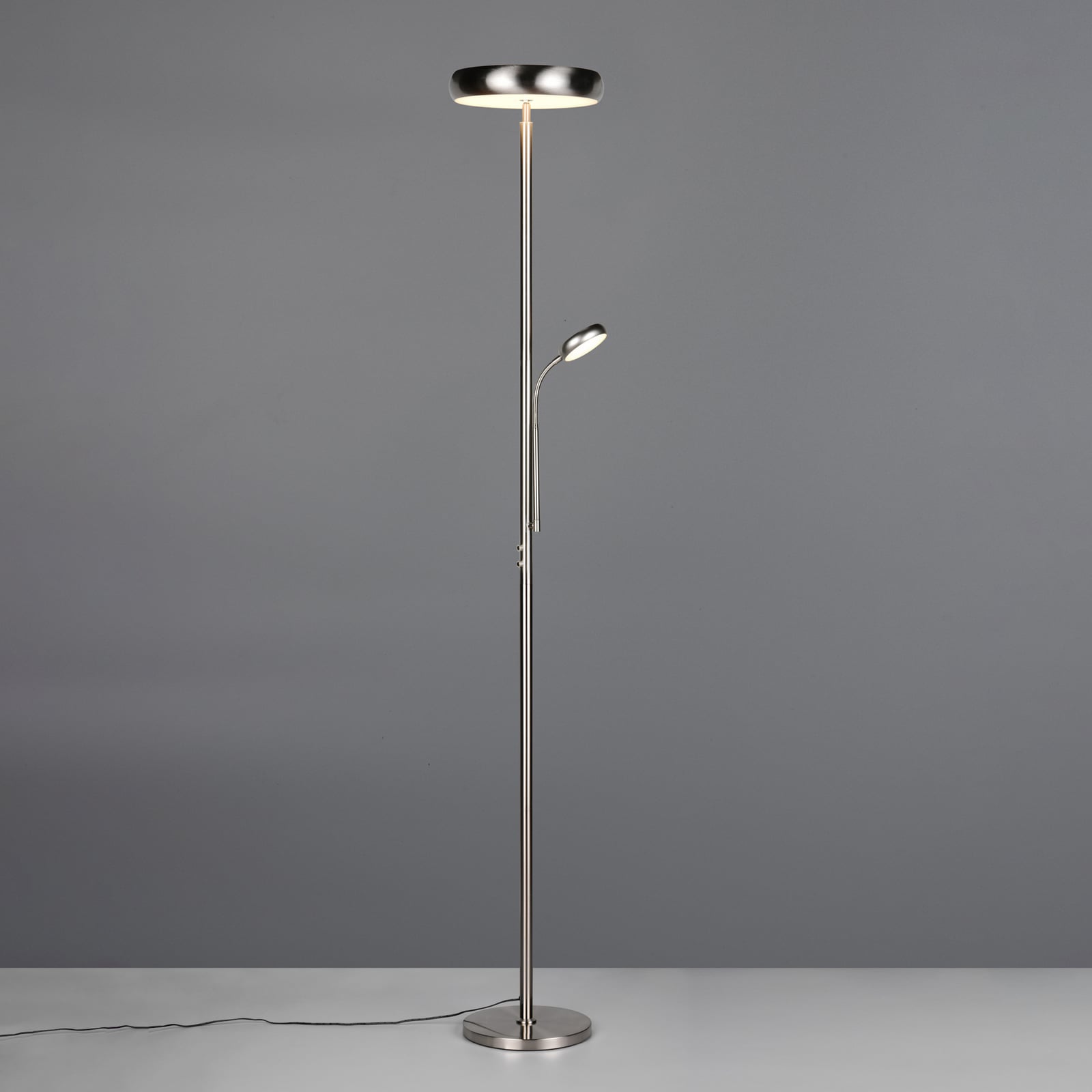 LED gulvlampe Palermo matt nikkel CCT fjernkontroll dimbar forfra