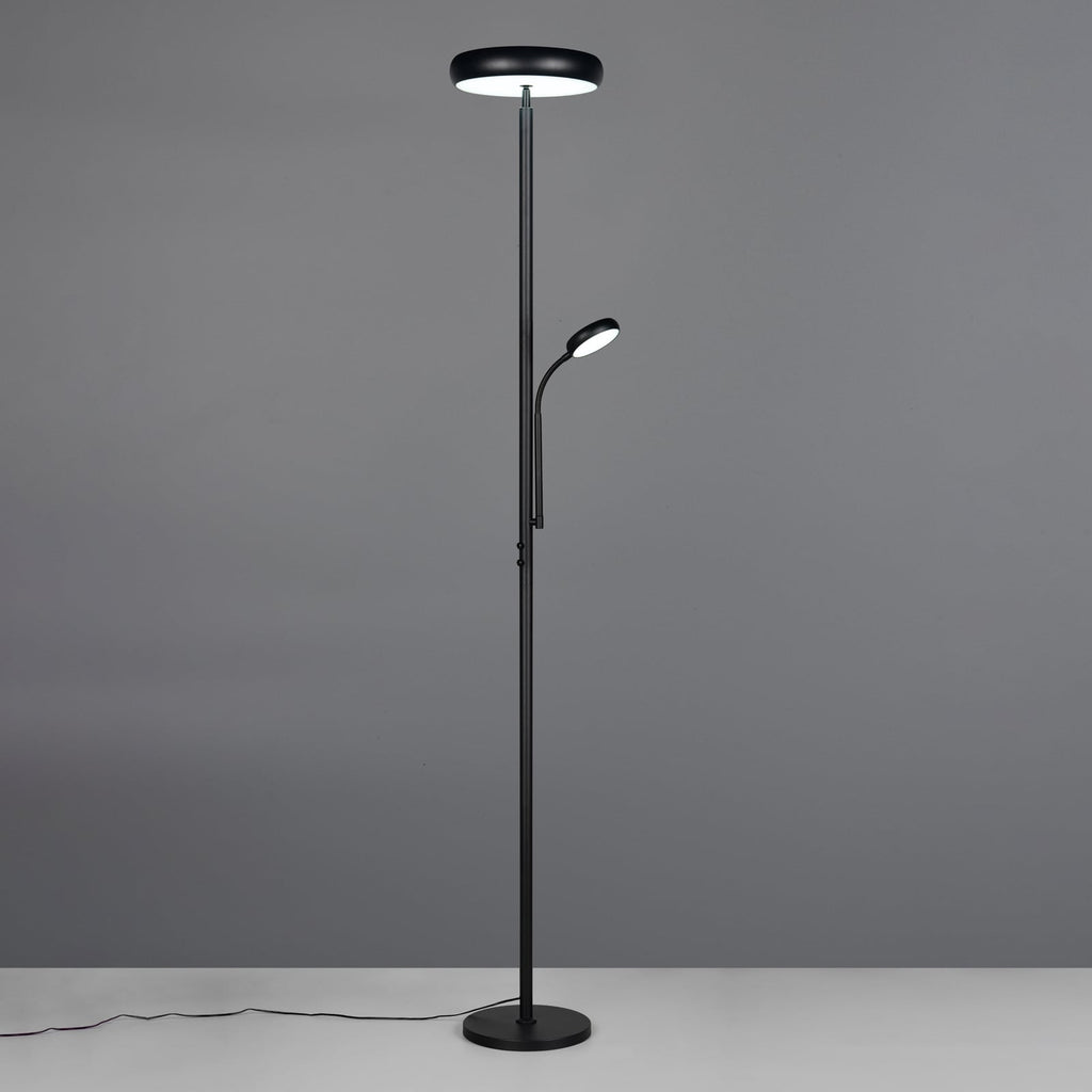 LED gulvlampe Palermo svart matt CCT dimbar med fjernkontroll forfra