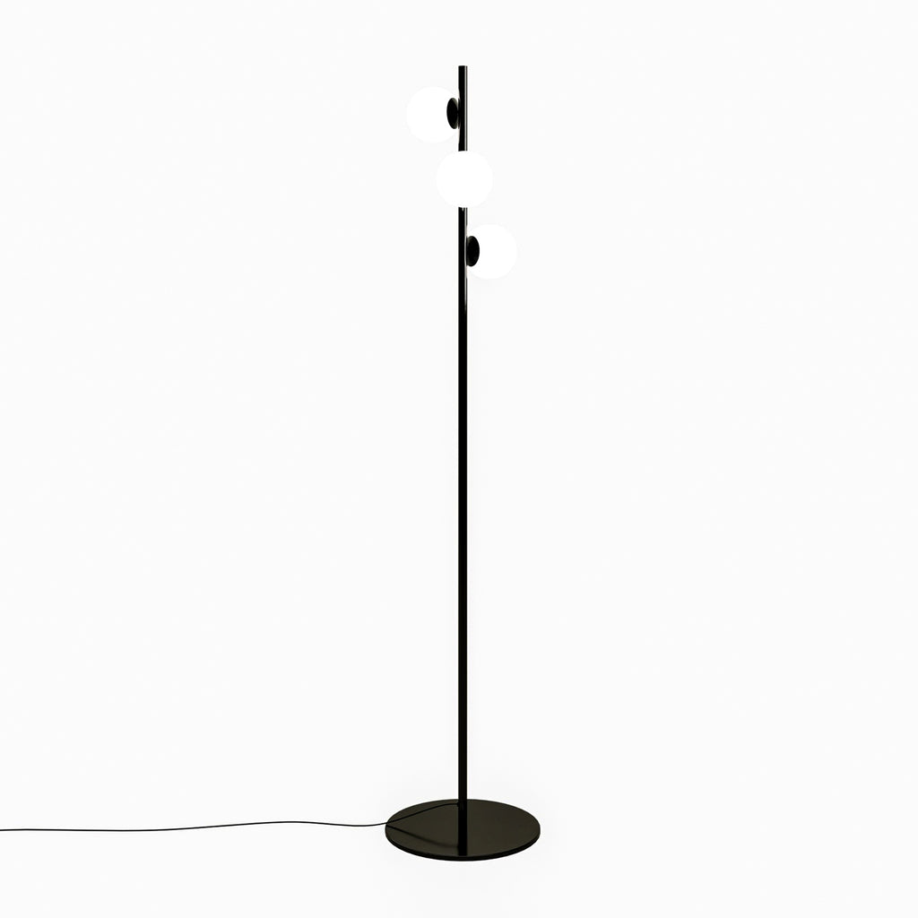 LED gulvlampe Perlina 3-lys stål svart 170 cm CCT forfra