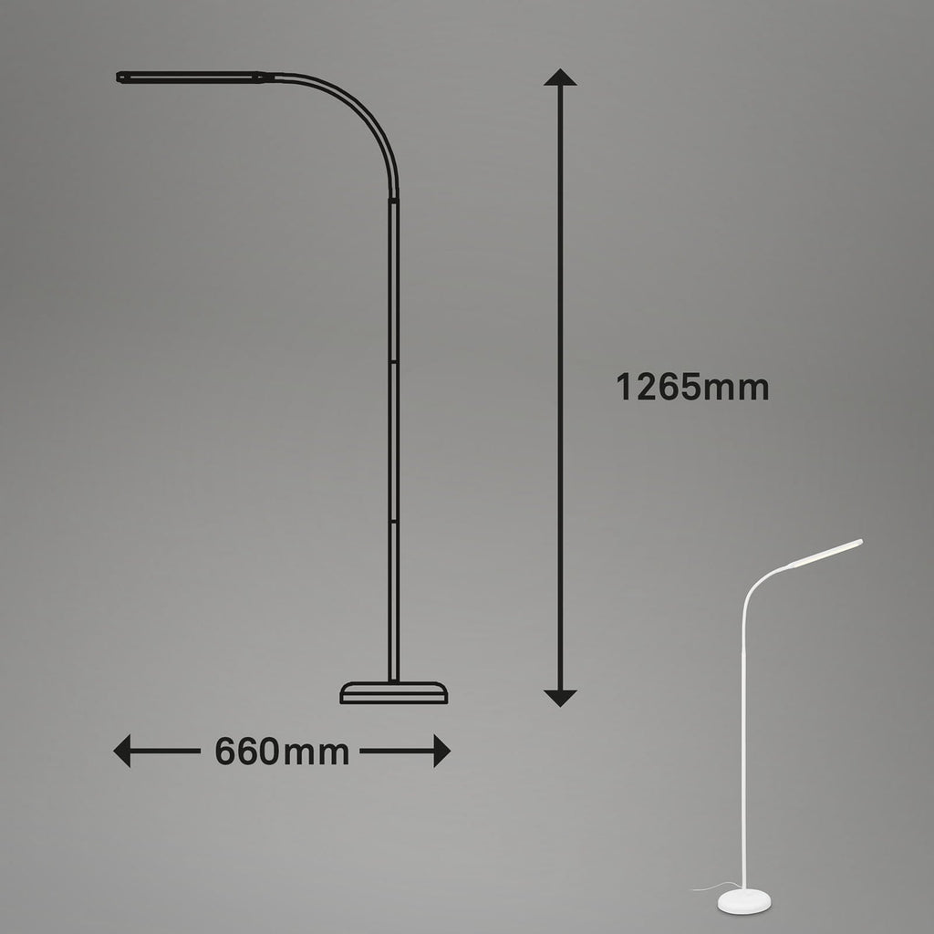 LED gulvlampe Pivaz justerbar dimbar hvit detalj av lampehode