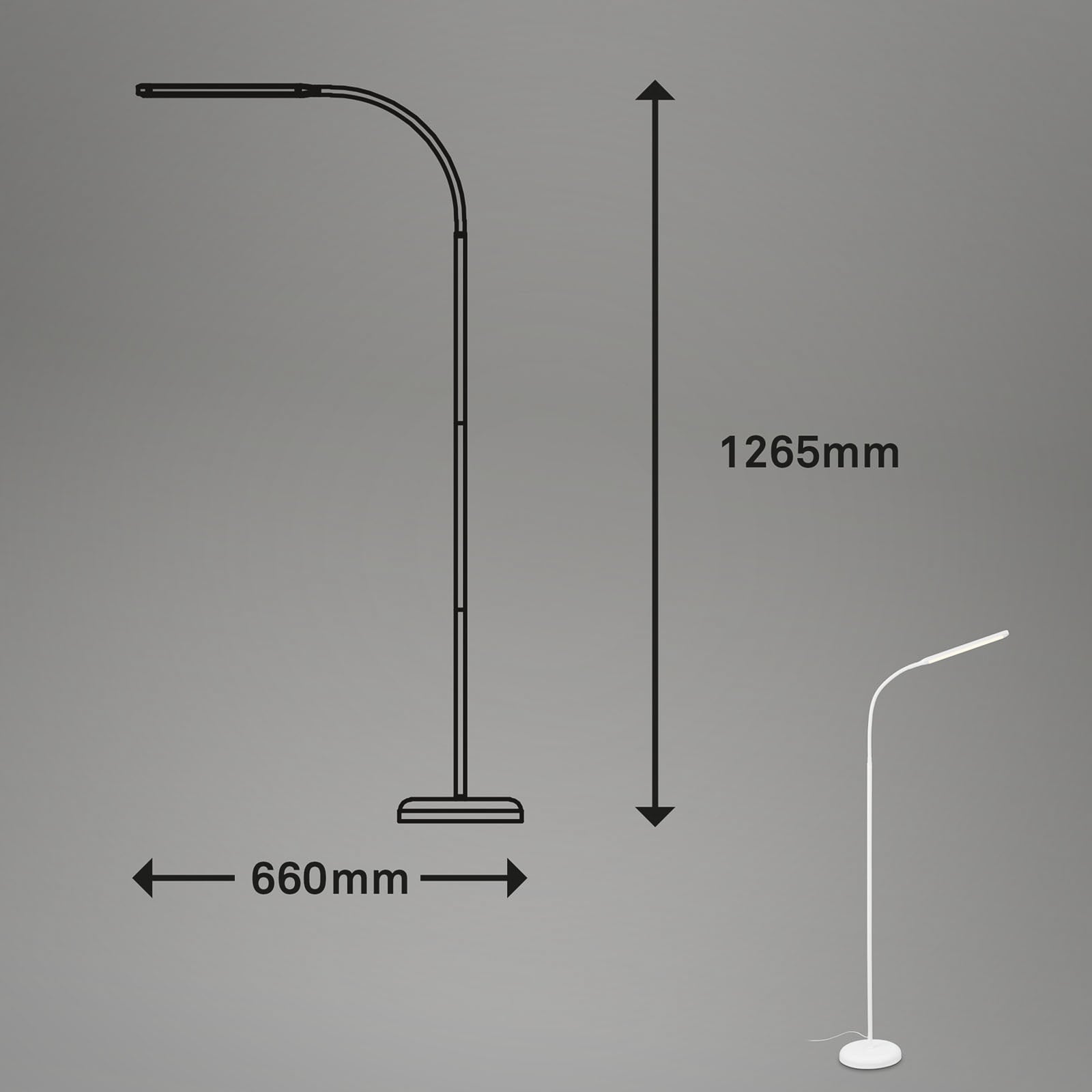 LED gulvlampe Pivaz justerbar dimbar hvit detalj av lampehode
