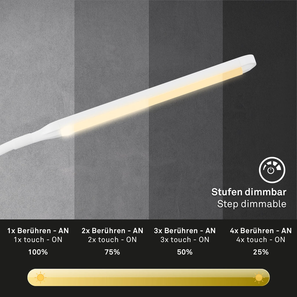 LED gulvlampe Pivaz justerbar dimbar hvit nærbilde av touch-dimmer