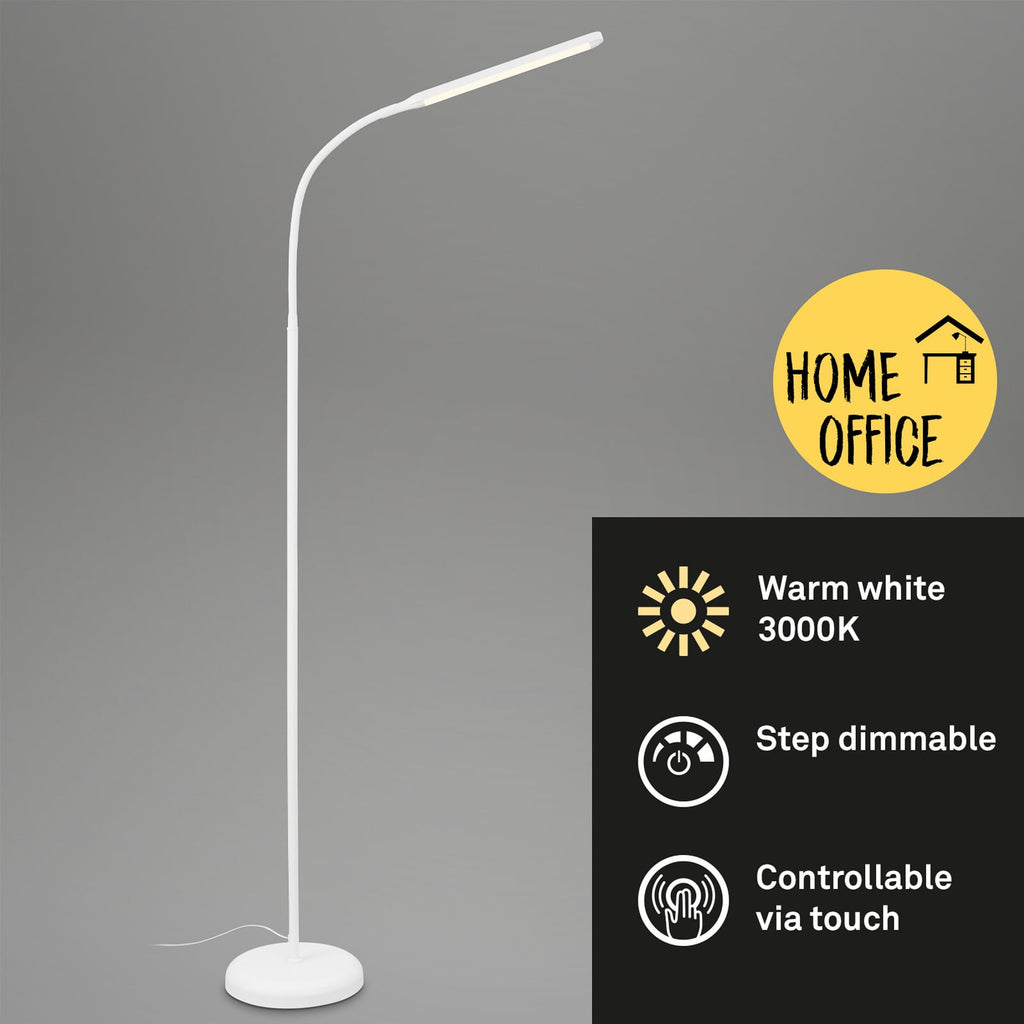 LED gulvlampe Pivaz justerbar dimbar hvit sideprofil