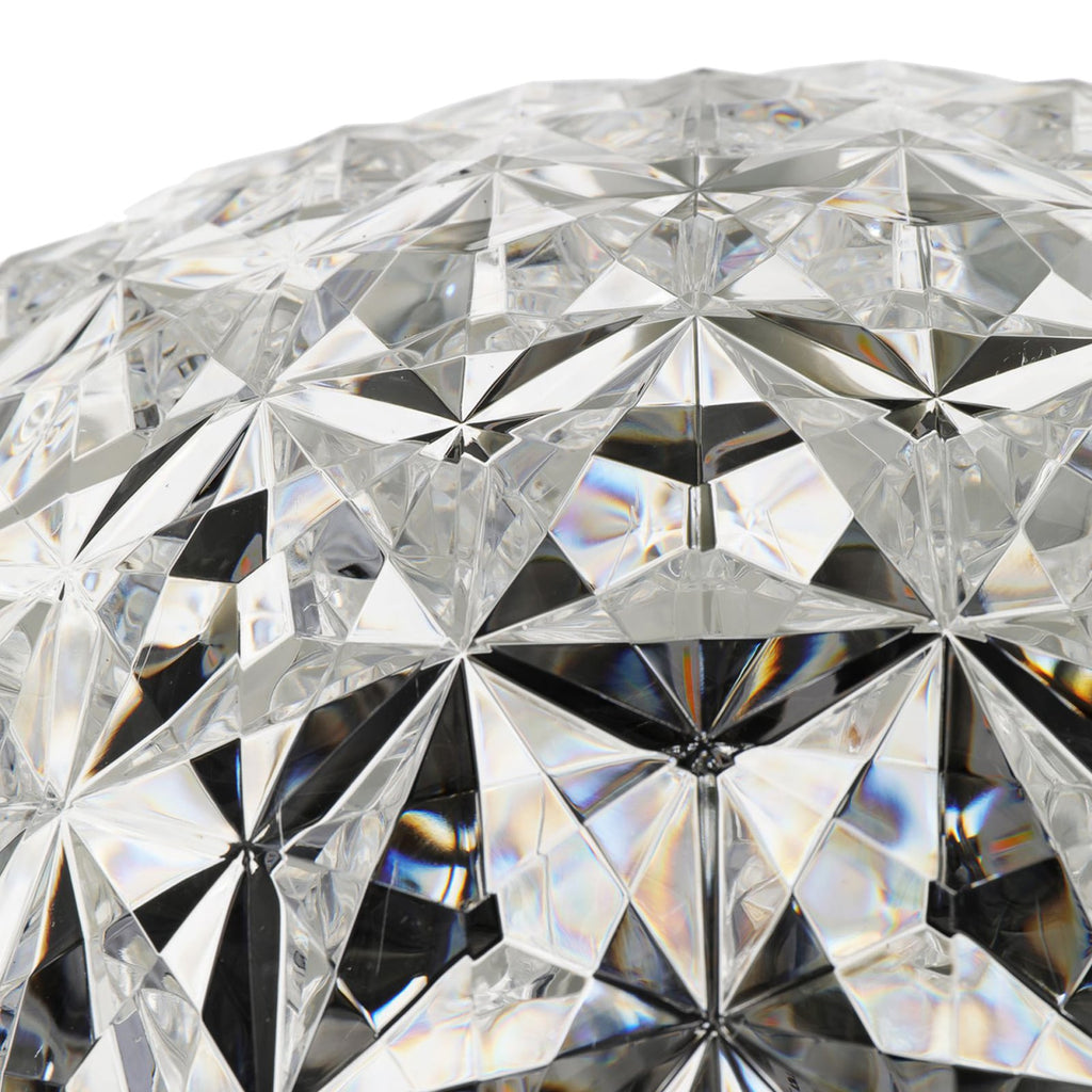Nærbilde av LED gulvlampe Planet krystallklar dimbar refleksjoner