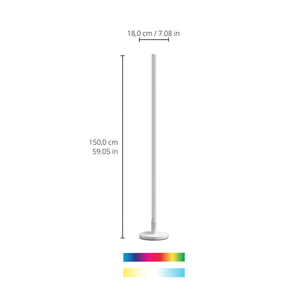 LED gulvlampe Pole dimbar RGB WiFi hvit montert i stue