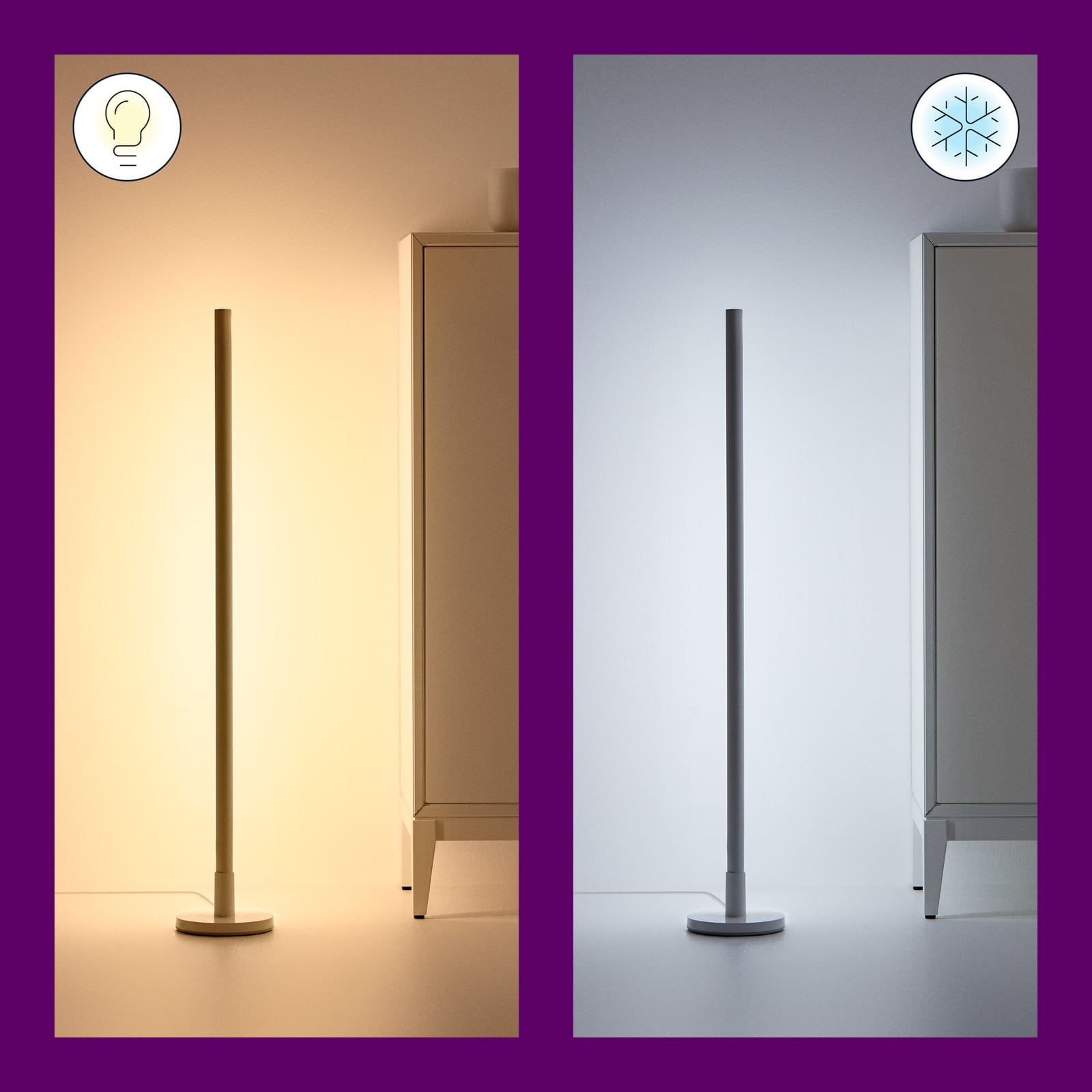 LED gulvlampe Pole dimbar RGB WiFi hvit nærbilde av LED-lys