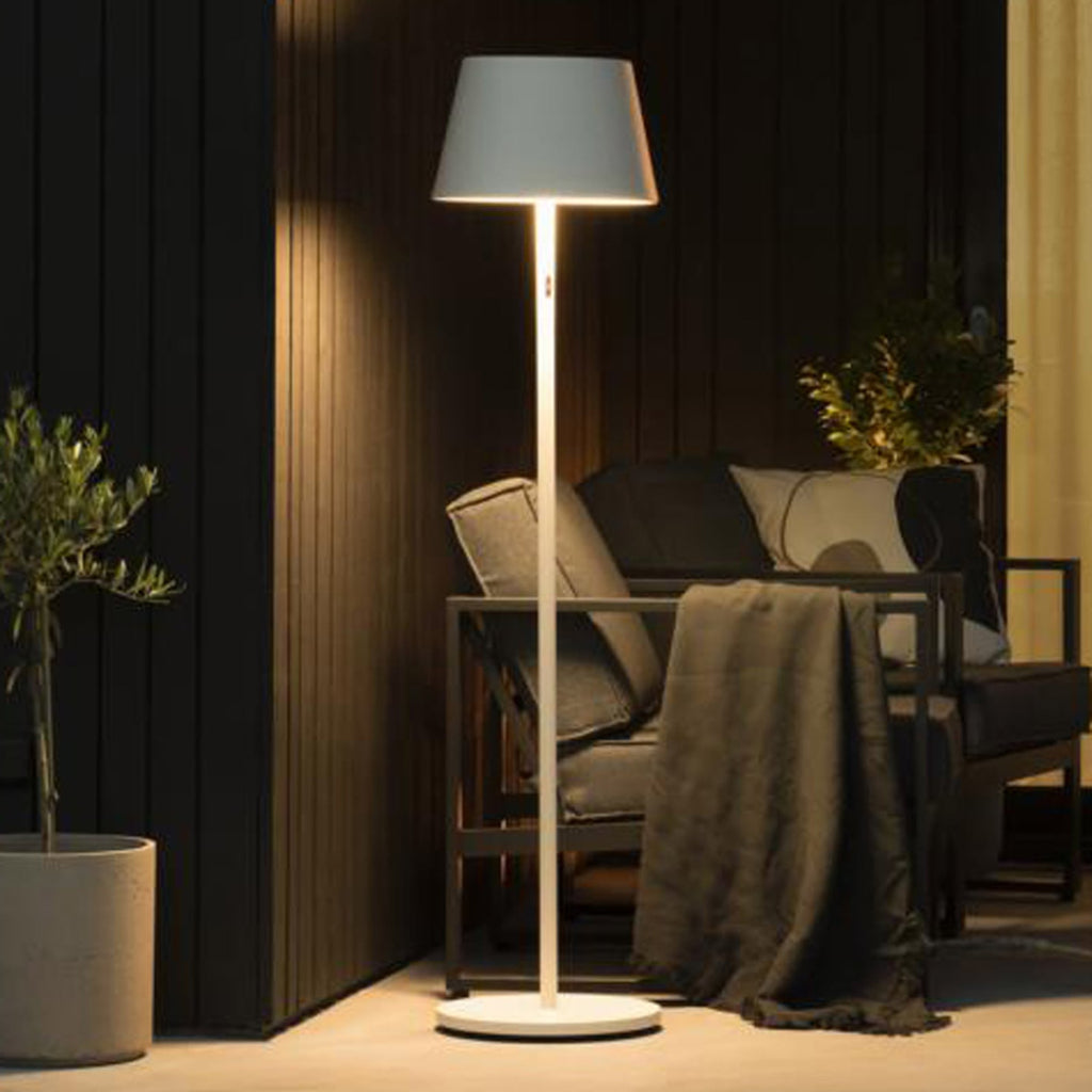 LED gulvlampe Pomezia oppladbar dimbar hvit 150 cm forfra