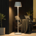 LED gulvlampe Pomezia oppladbar dimbar hvit 150 cm forfra