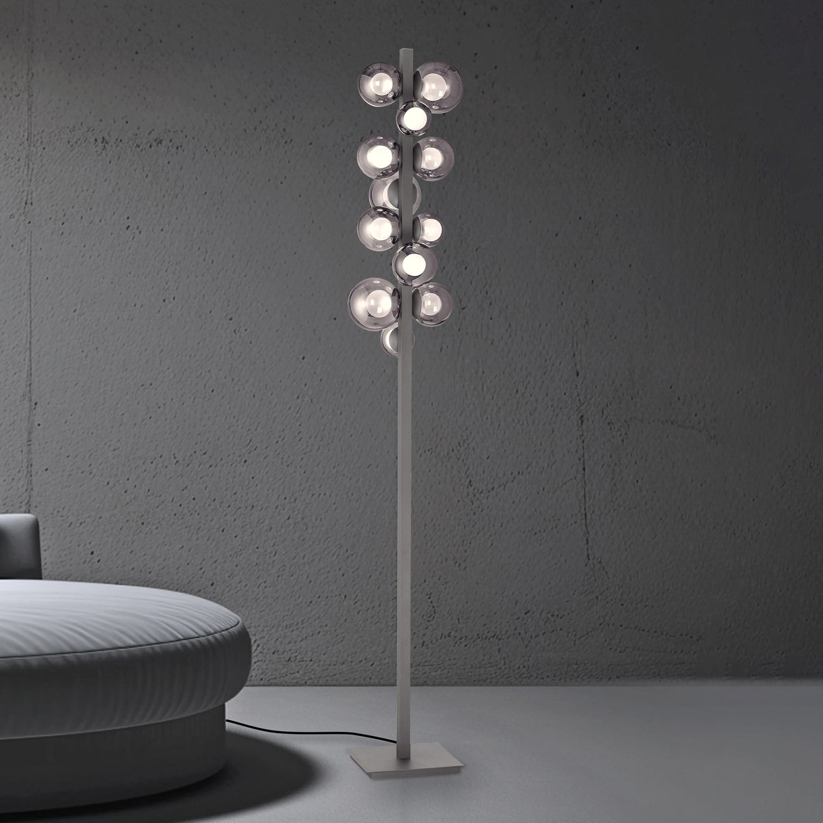 LED gulvlampe Popup 12-lys glass CCT dimbar H160 cm forfra