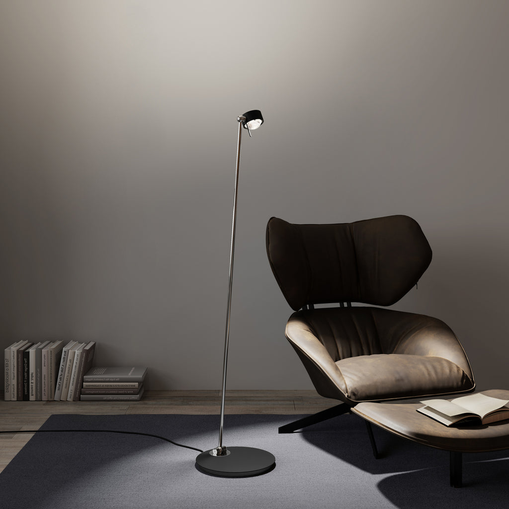 LED gulvlampe Puk! 80 Floor dimbar svart/krom forfra