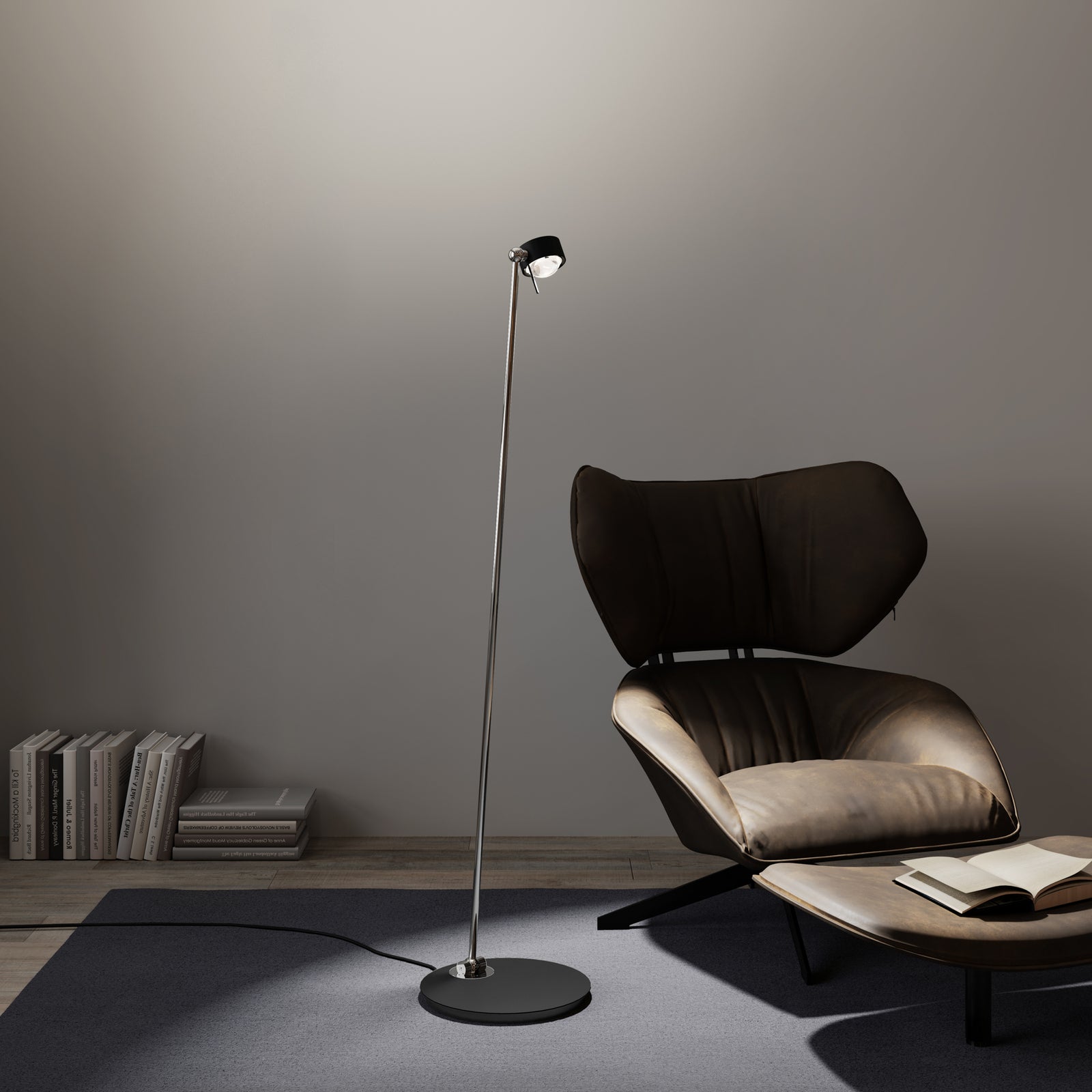 LED gulvlampe Puk! 80 Floor dimbar svart/krom forfra
