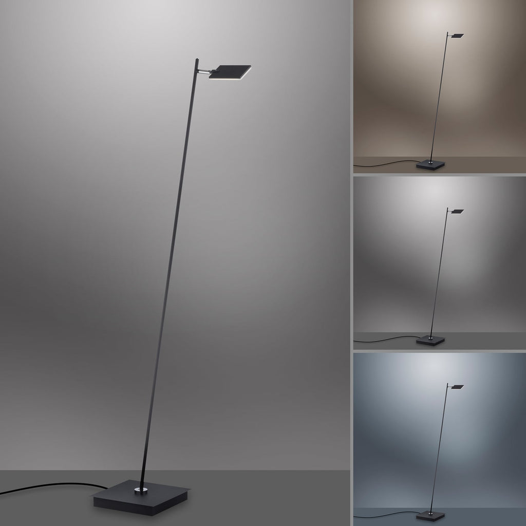 LED gulvlampe Pure Mira CCT dimbar med fjernkontroll montert i stue