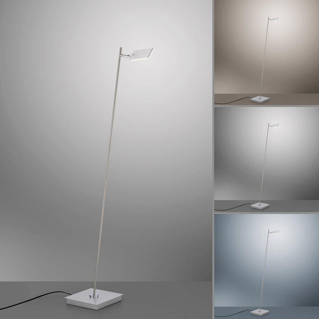 LED gulvlampe Pure Mira CCT dimbar med fjernkontroll sølv med fjernkontroll