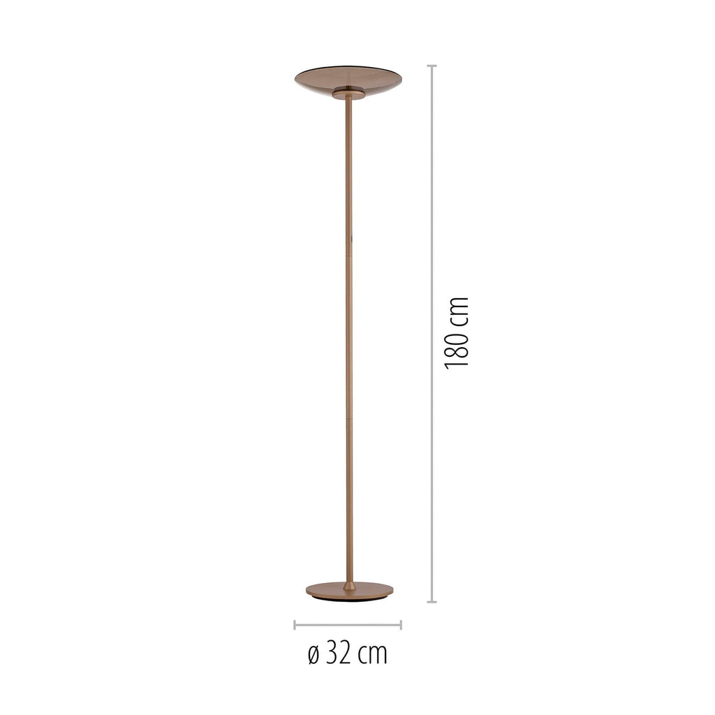 Detalj av LED gulvlampe PURE Moon dimbar bronse amberglass lampeskjerm