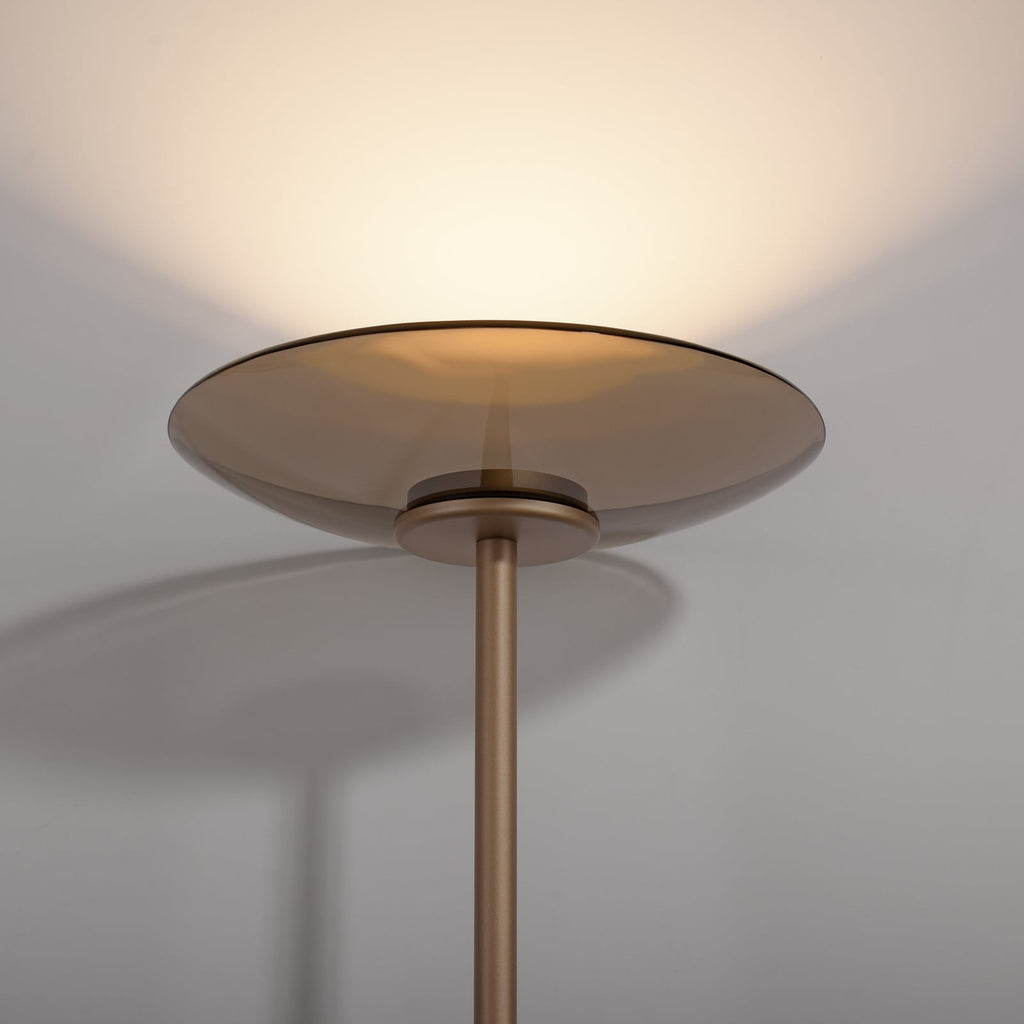 LED gulvlampe PURE Moon dimbar bronse amberglass lyser varmt