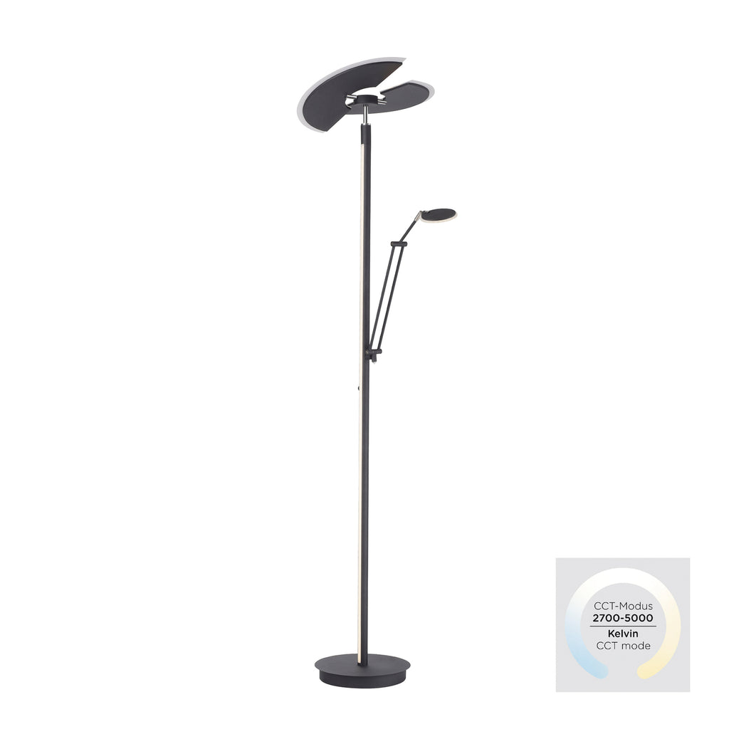 LED gulvlampe PURE Mutil med leselampe antrasitt med justerbare elementer