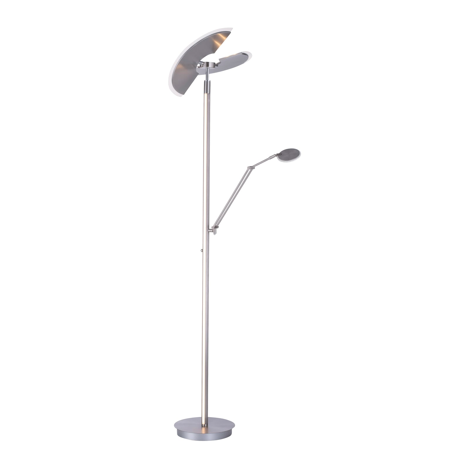 LED gulvlampe PURE Mutil med lesearm CCT dimbar sølv forfra
