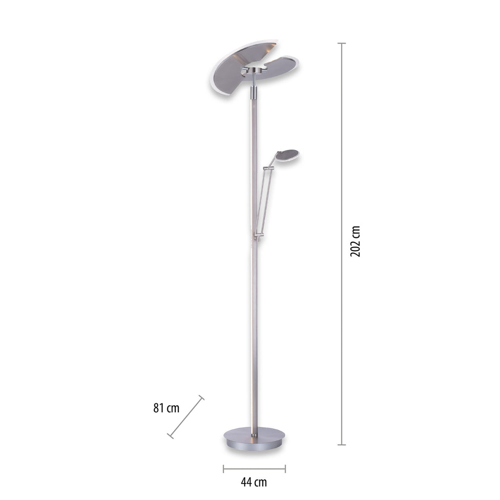 Full høyde visning av LED gulvlampe PURE Mutil med lesearm