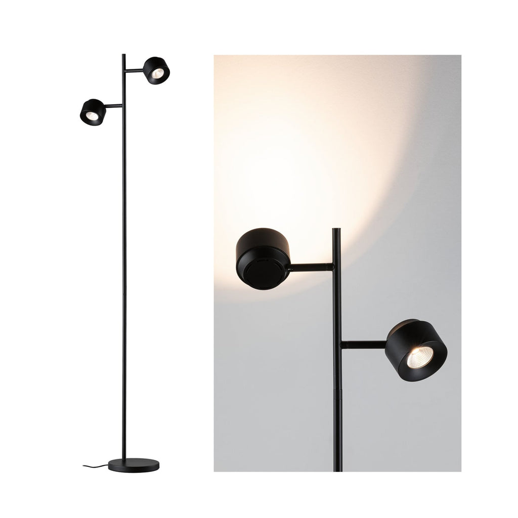 LED gulvlampe Puric Pane I 2-lys dimbar svart 145 cm forfra
