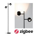 LED-gulvlampe Puric Pane Zigbee 2-spots svart dimbar forfra