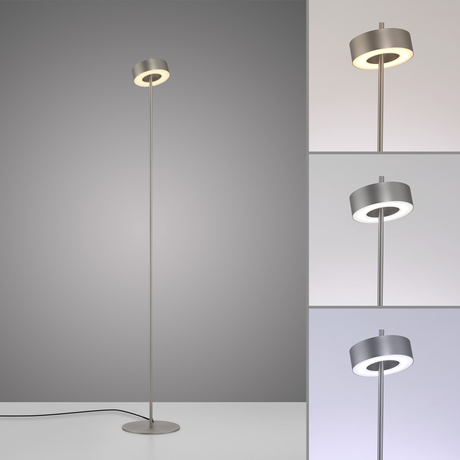 LED gulvlampe Q-Rotate dimbar aluminium CCT 140 cm justerbar lampe