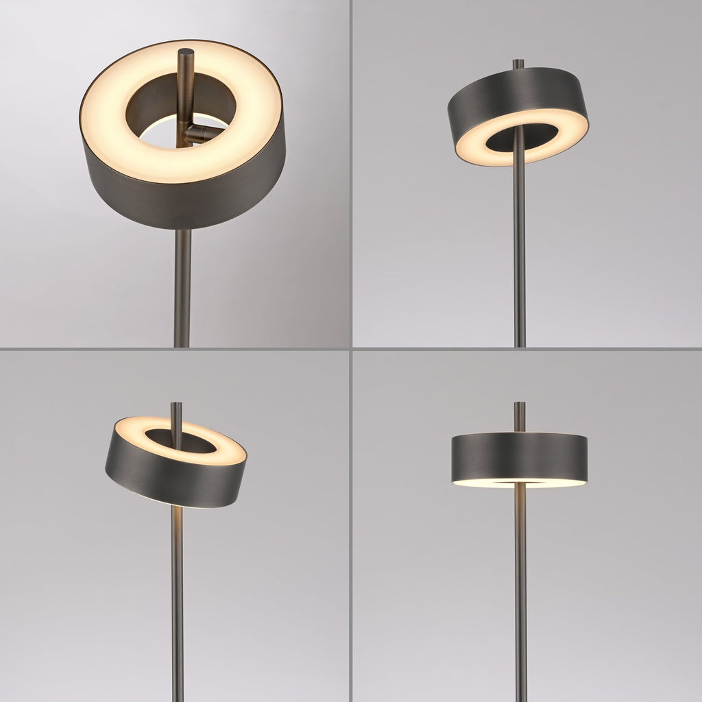 LED gulvlampe Q-Rotate mørkebrun lysjustering med fjernkontroll