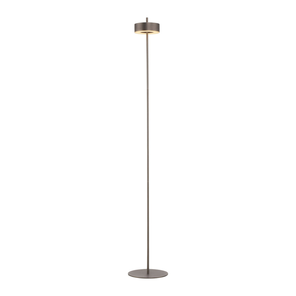 LED gulvlampe Q-Rotate mørkebrun montert i stue