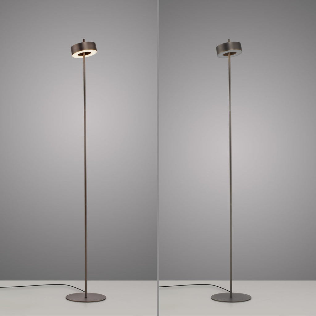 LED gulvlampe Q-Rotate mørkebrun sideprofil