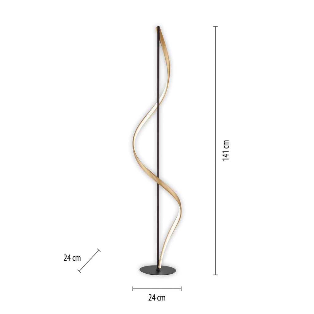 Detalj av LED gulvlampe Q-Swing antrasitt/messing