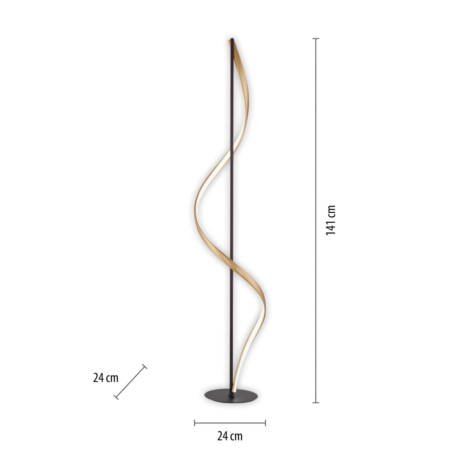 Detalj av LED gulvlampe Q-Swing antrasitt/messing