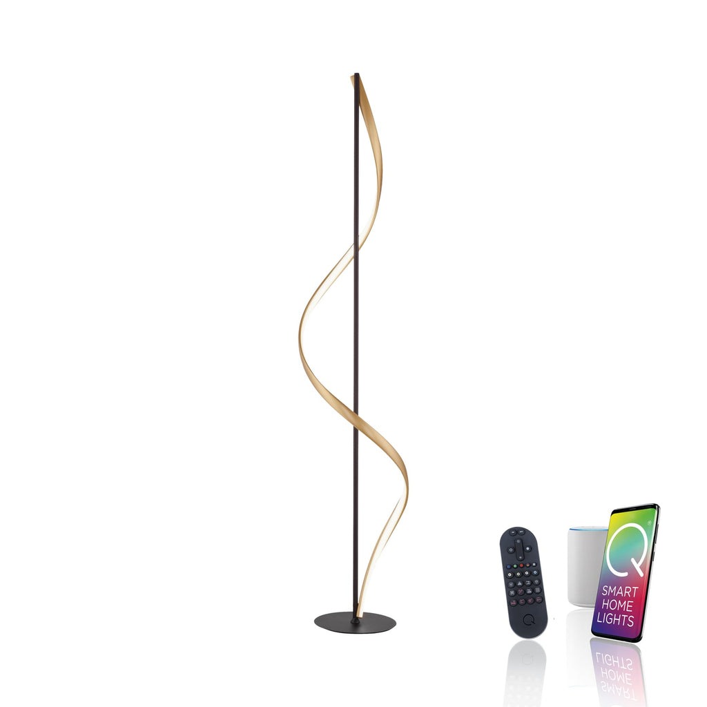 LED gulvlampe Q-Swing antrasitt/messing ZigBee smart kontroll