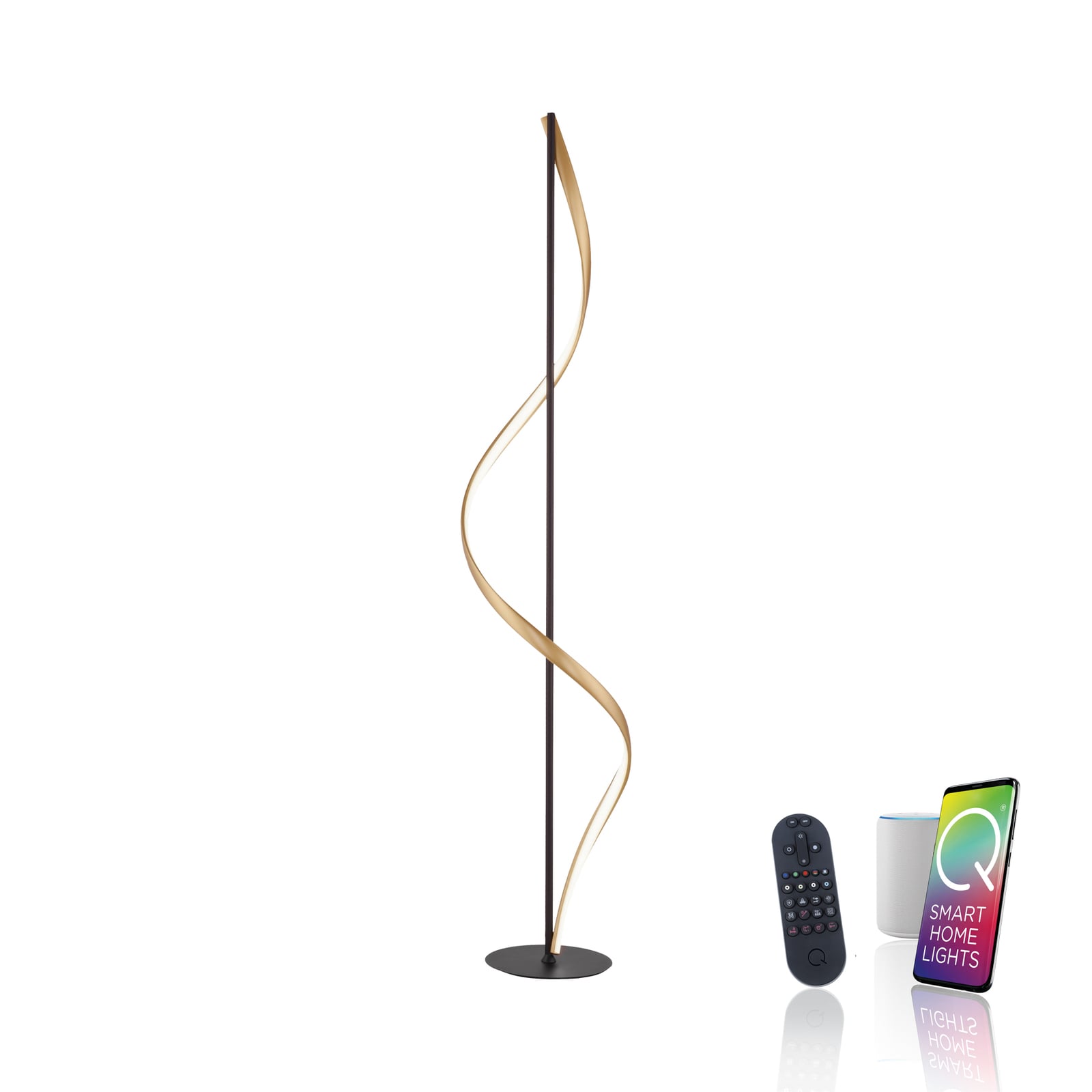 LED gulvlampe Q-Swing antrasitt/messing ZigBee smart kontroll
