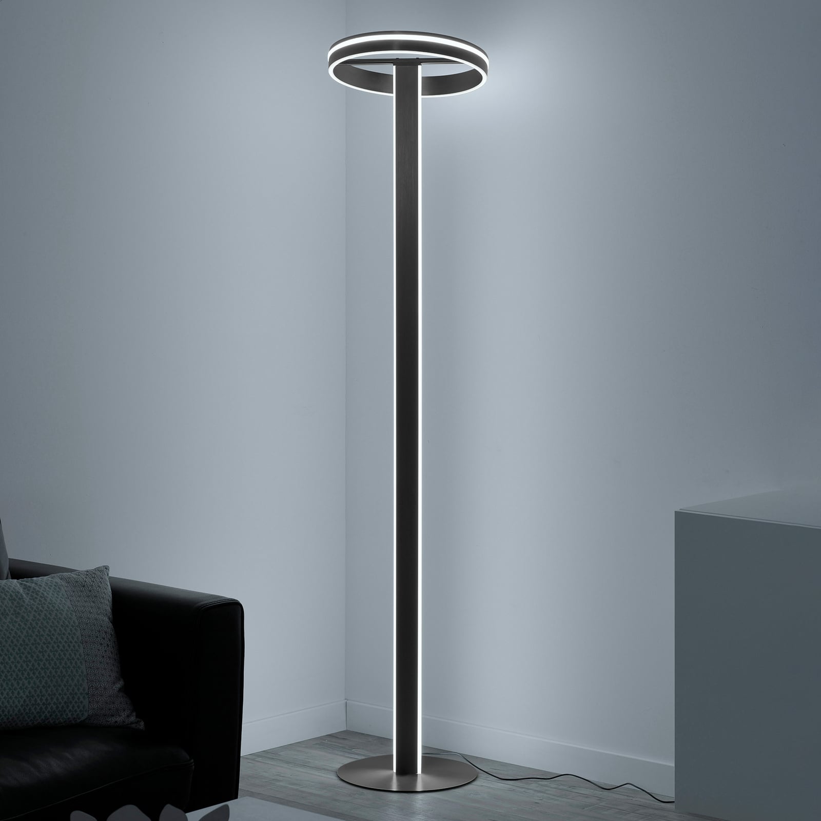 LED gulvlampe Q-VITO CCT dimbar Zigbee antrasitt forfra