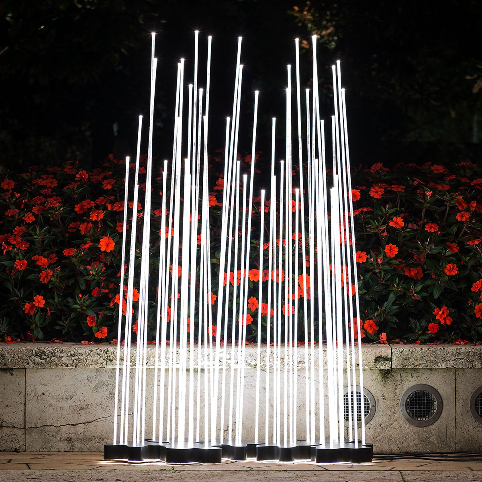LED gulvlampe Reeds rustfritt stål 150 cm IP67 forfra